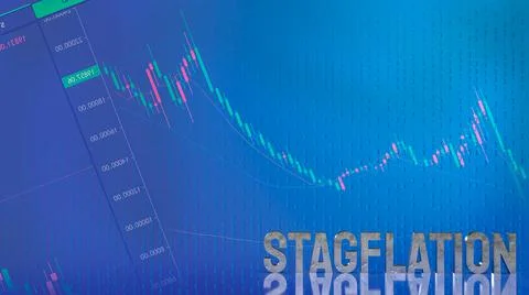 The stagflation  text on chart for business concept 3d rendering Stock Illustration