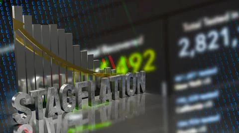 The stagflation  text on chart for business concept 3d rendering Stock Illustration
