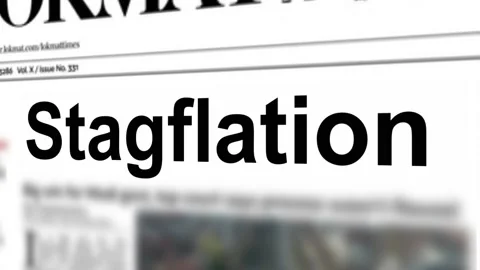 Stagflation title written newspaper. Stock Footage 233087919