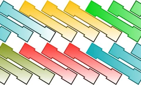 Staggered rows of colorful rounded rectangular segments in a diagonal pattern Stock Illustration