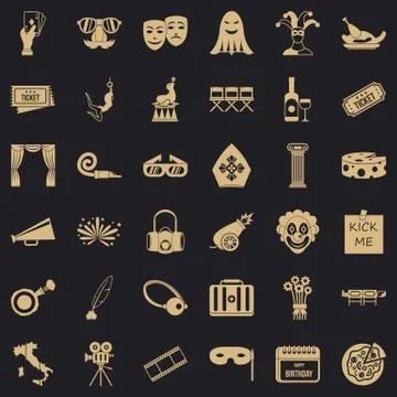 Staging icons set, simple style Stock Illustration