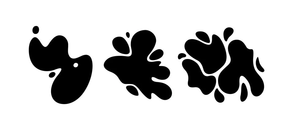 Stain template of dynamic shapes set. Messy stain isolated in white background 스톡 일러스트