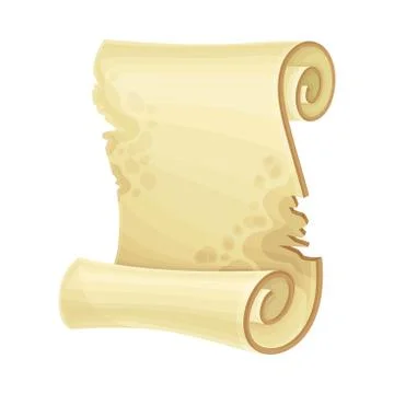 Stained and Aged Papyrus Scroll or Curved Manuscript Vector Illustration Illustrazione stock