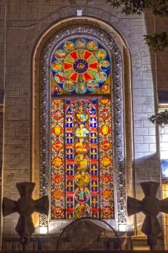 Stained glass.The Cathedral Of The Nativity Of The Blessed Virgin Mary (Batum Stock Photos