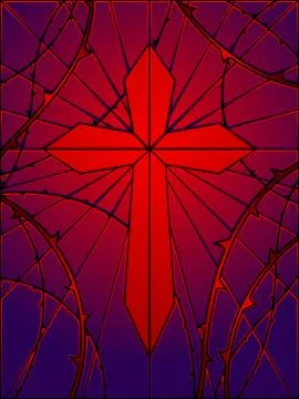 Stained glass cross Illustrazione stock