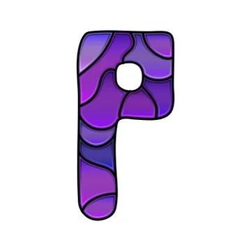 Stained glass font, letter p Stock Illustration