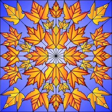 Stained glass maple Stock Illustration