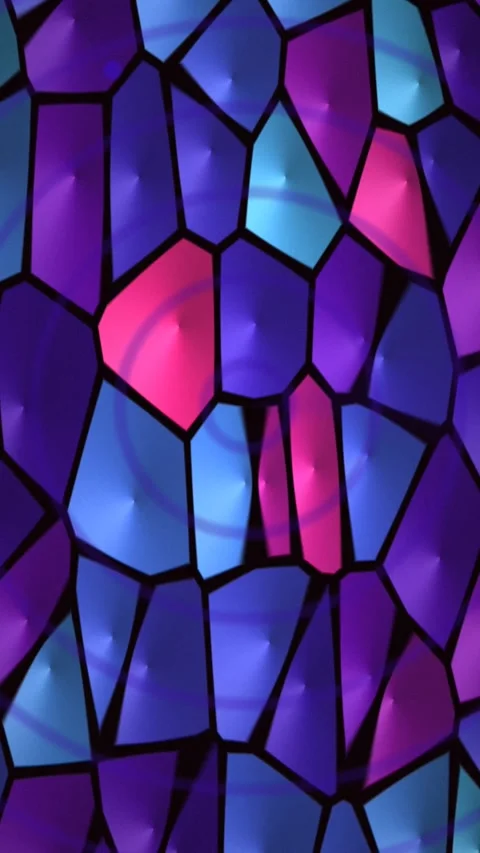 Stained Glass Mosaic Pattern Purple Blue Pink Vertical Loop Stock Footage 345650752