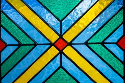 Stained glass with multi colored background Stock-Fotos