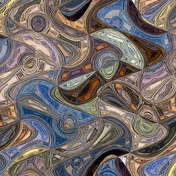 Stained glass patchwork in transparent blue and orange Illustration