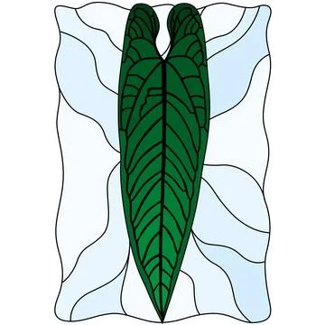 Stained glass pattern vector of an Anthurium warocqueanum leaf design 스톡 일러스트