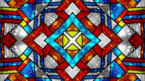 Stained glass. Seamless looping multicolor animation footage. Vj loops. 4K Stock Footage 254894281