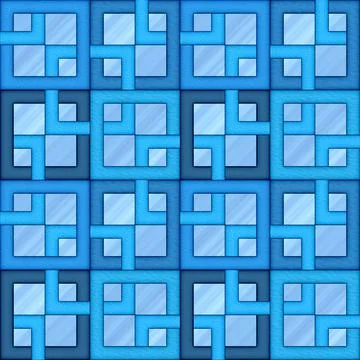 Stained glass seamless pattern with blue squares Stock Illustration