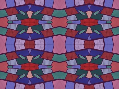 Stained glass style geometric pattern in various colors Stock Illustration