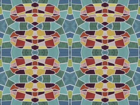 Stained glass style geometric pattern in various colors Stock-Illustration