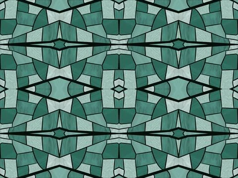 Stained glass style geometric pattern in turquoise colors Stock Illustration