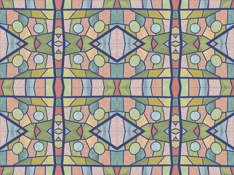 Stained glass style geometric pattern in pastel colors Stock Illustration