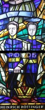 Stained glass in Votiv Kirche (The Votive Church) in Vienna Stock Photos