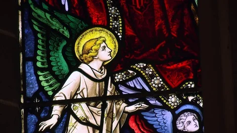 Stained Glass Window 3 Stock Footage 74128783