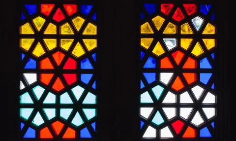 Stained glass window with Arabic pattern Stock Photos