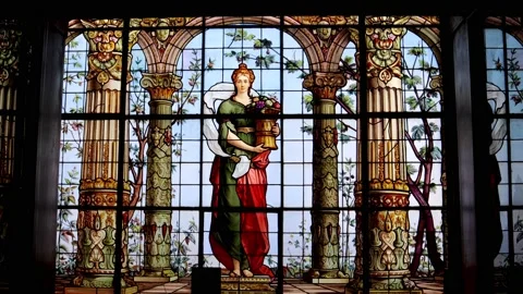 Stained glass window in the Castillo de Chapultepec, in Mexico City Stock Footage 157741783