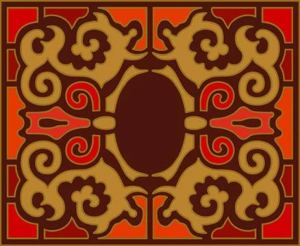 Stained glass window. Ceiling rectangular decorative panels. Vector Stock Illustration