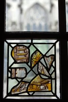 Stained glass window in cloitre de la psalette - cathedral of  saint gatien i Stock Photos