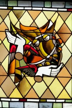 Stained glass window in cloitre de la psalette - cathedral of  saint gatien i Stock Photos