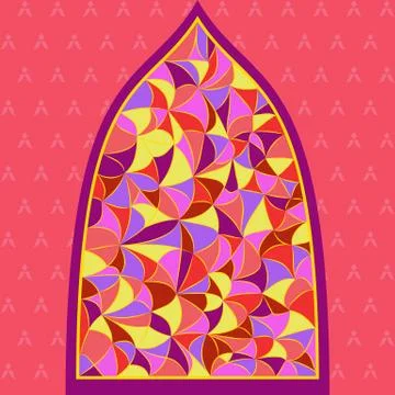 Stained glass window with different type of color glasses Illustrazione stock