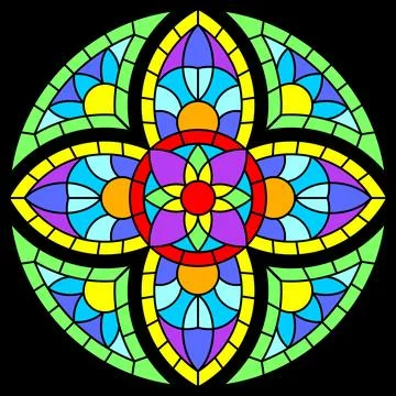 Stained-glass window in gothic style. Medieval mosaic tile texture. Stock Illustration