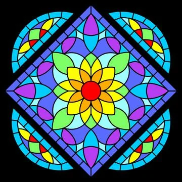 Stained-glass window in gothic style. Medieval mosaic tile texture. Stock Illustration