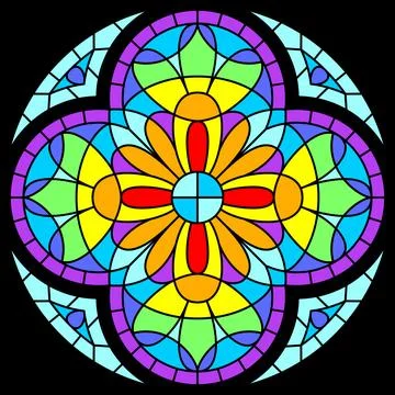 Stained-glass window in gothic style. Medieval mosaic tile texture. Stock Illustration