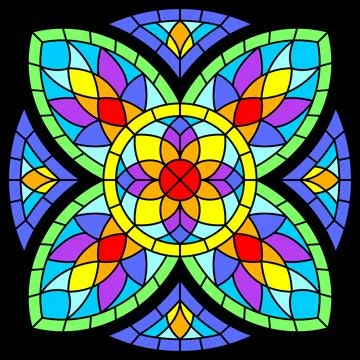Stained-glass window in gothic style. Medieval mosaic tile texture. Stock Illustration