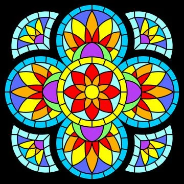 Stained-glass window in gothic style. Medieval mosaic tile texture. Stock Illustration