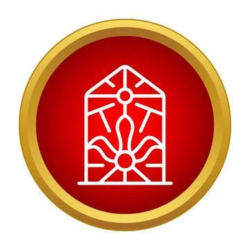 Stained glass window icon representing church architecture Stock Illustration