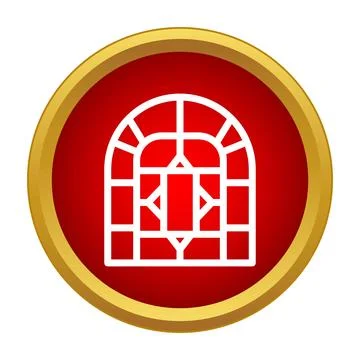Stained glass window icon representing church architecture Stock Illustration