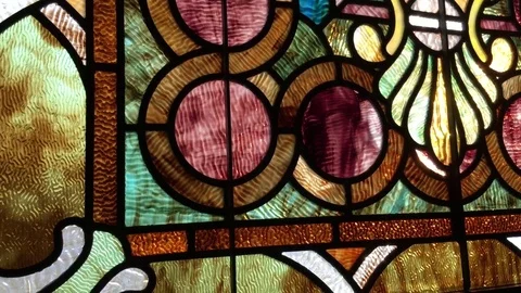 Stained Glass Window Pan Up Stockbeeldmateriaal 81339394