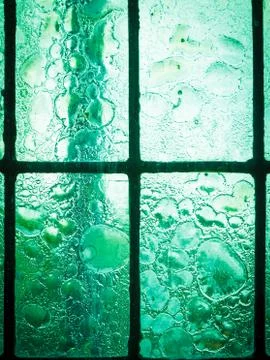 Stained glass window with regular block pattern 스톡 사진