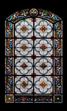 Stained glass window in the Saint Augustine church in Paris Stock Photos