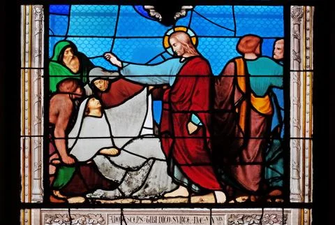 Stained glass window in the Saint Eugene - Saint Cecilia Church, Paris 写真素材