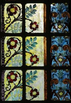 Stained glass window in Saint-Eustache church, Paris, France Foto stock