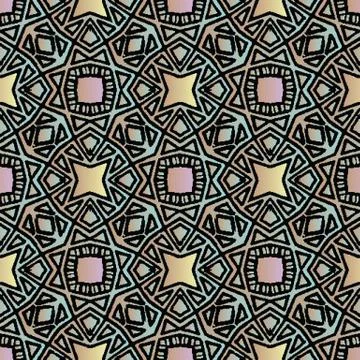 Stained glass window seamless vector pattern Stock Illustration