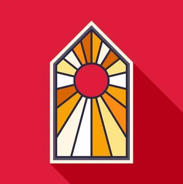 Stained glass window with sunburst pattern Ilustração Stock