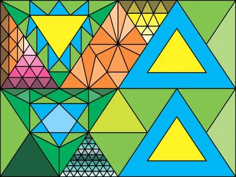 Stained glass window, triangulation, random figures Stock Illustration