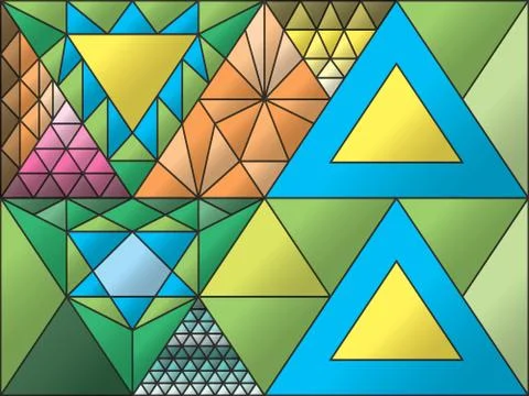 Stained glass window, triangulation, random figures Stock Illustration
