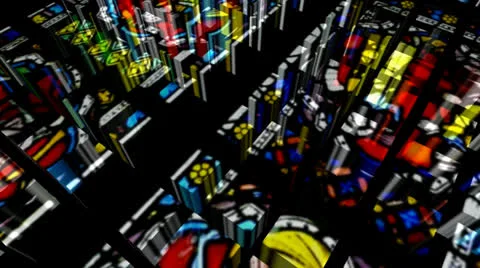Stained Glass Windows Cubes Stock Footage 24730687