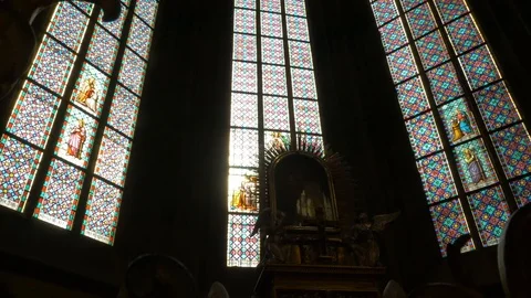 Stained glass windows Stock Footage 117682037