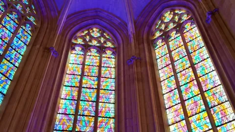Stained Glass Windows Inside Nantes Cathedral Stock Footage 327529317