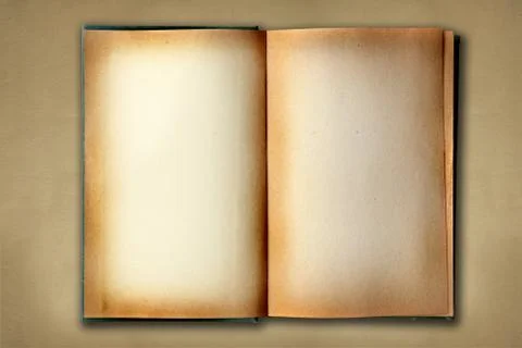 Stained old work book open on distessed background Stock Illustration