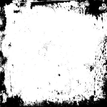 Stained paint frame template. Black white illustration. Grunge texture. Stock Illustration